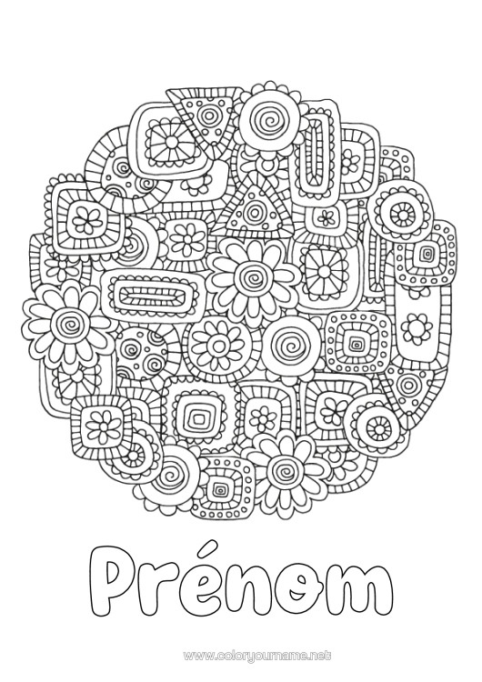 Coloriage à imprimer Fleurs Mandala Zentangle