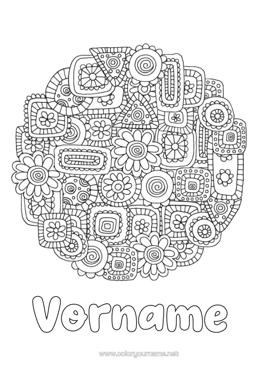 Malvorlage zum Ausdrucken Blumen Mandala Zentangle