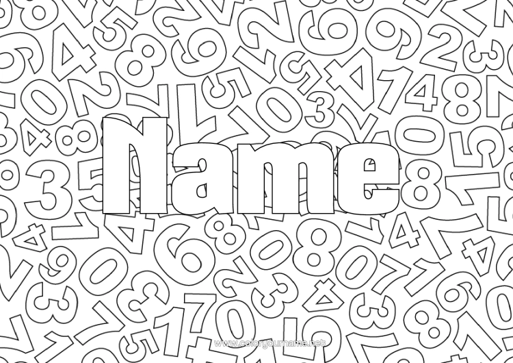 Coloring page to print Number Children's Activities Mathematics Decorative Background Notebook Covers