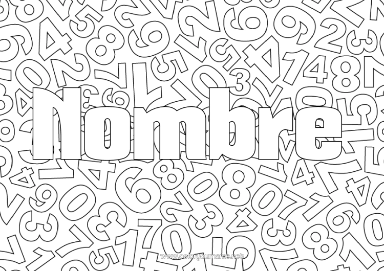 Dibujo para colorear para imprimir Número Actividades Para Niños Matemáticas Fondo Decorativo Portadas De Cuaderno