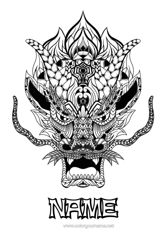 Colouring page to print Dragon Chinese New Year Dragons, Unicorns, And Fantastical Creatures