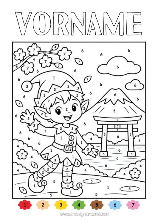 Malvorlage zum Ausdrucken Weihnachtself Malen Nach Zahlen Elfen Ausmalbilder Kinderaktivitäten Japan Reise Des Weihnachtselfen Reisende Weihnachtswichtel