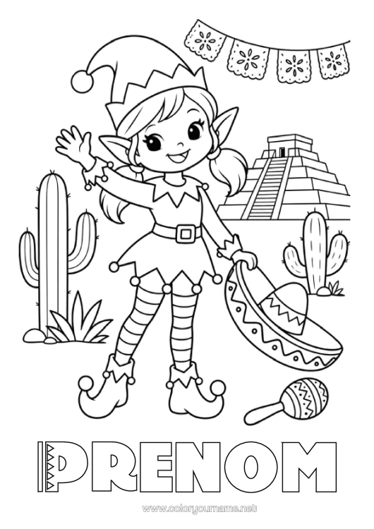 Coloriage à imprimer Lutins De Noël Fille Kit De Supporter Foot Pour Lutin Coloriages Lutins Mexique Voyage De Lutin Farceur Coloriage Lutins Farceurs Voyageurs