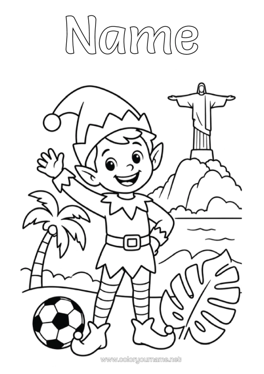 Coloring page to print Christmas Elves Elves Coloring Pages Brazil Monument Christmas Elf Trip Traveling Christmas Elves