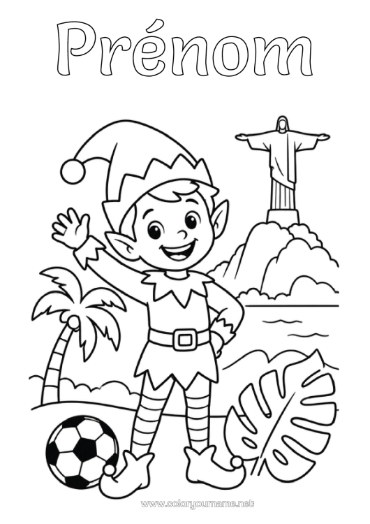 Coloriage à imprimer Lutins De Noël Coloriages Lutins Brésil Monument Voyage De Lutin Farceur Coloriage Lutins Farceurs Voyageurs