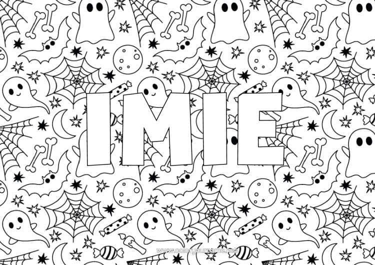 Kolorowanka do wydruku Nietoperz Duch Halloween Ptaki I Latające Ssaki Sieć Pajęcza Tło Dekoracyjne
