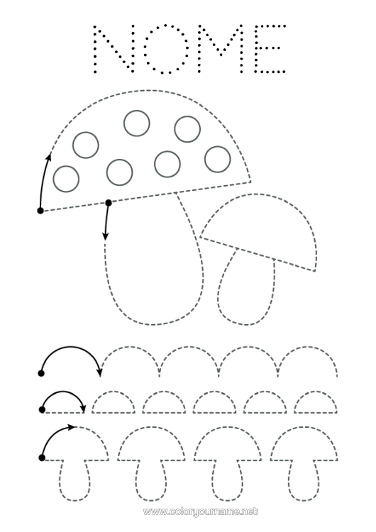 Pagina da colorare da stampare Fungo Disegni Da Colorare Facili Traccia E Colora Scheda Di Grafismo Per La Scuola Materna Grafica A Tratteggio