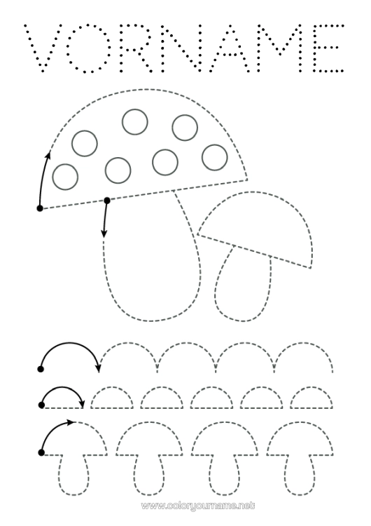 Malvorlage zum Ausdrucken Pilz Einfache Ausmalbilder Spur Und Male Grafikblatt Für Den Kindergarten Strichgrafik