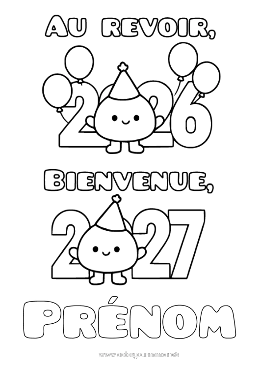 Coloriage à imprimer Bonne Année 2026 2027