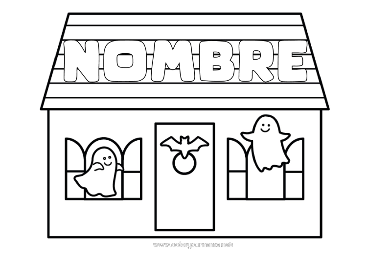 Dibujo para colorear para imprimir Fantasma Halloween Casa Dibujos Fáciles Para Colorear Manor Embrujado