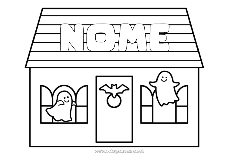Pagina da colorare da stampare Fantasma Halloween Casa Disegni Da Colorare Facili Maniero Infestato