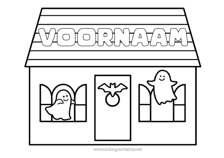 Kleurplaat om af te drukken Spook Halloween Huis Eenvoudige Kleurplaten Spookhuis