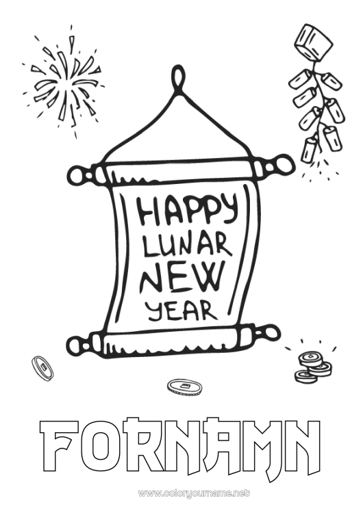 Färgläggningssida att skriva ut Kinesiskt nyår