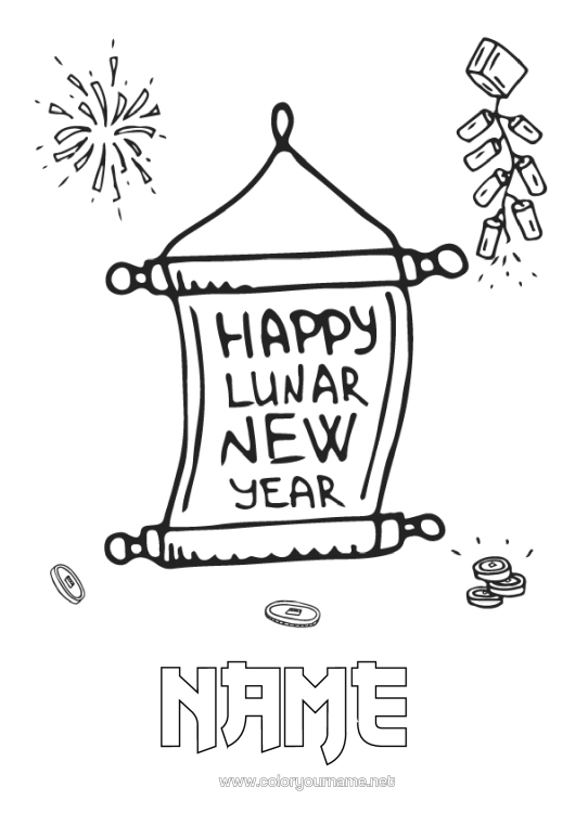 Colouring page to print Chinese New Year