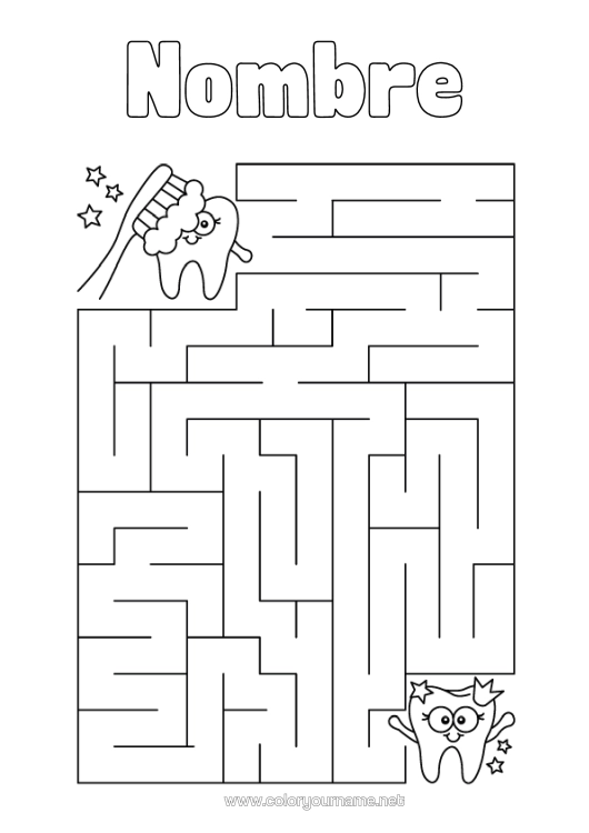 Dibujo para colorear para imprimir Actividades Para Niños Diente De Leche Laberinto Cepillo De Dientes