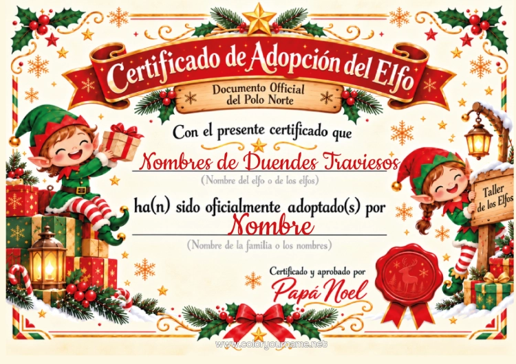 Dibujo para colorear para imprimir Adopción Oficial De Un Duende Travieso Documentos De Identidad Del Duende Travieso