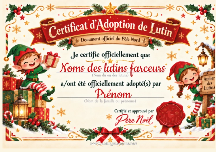 Coloriage à imprimer Adoption Définitive D'un Lutin Farceur Papiers D’identité De Lutin Farceur