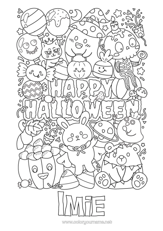 Kolorowanka do wydruku Dynia Cukierek Albo Psikus? Halloween Jack O'lantern Złożone Kolorowanki Napis 'Halloween'
