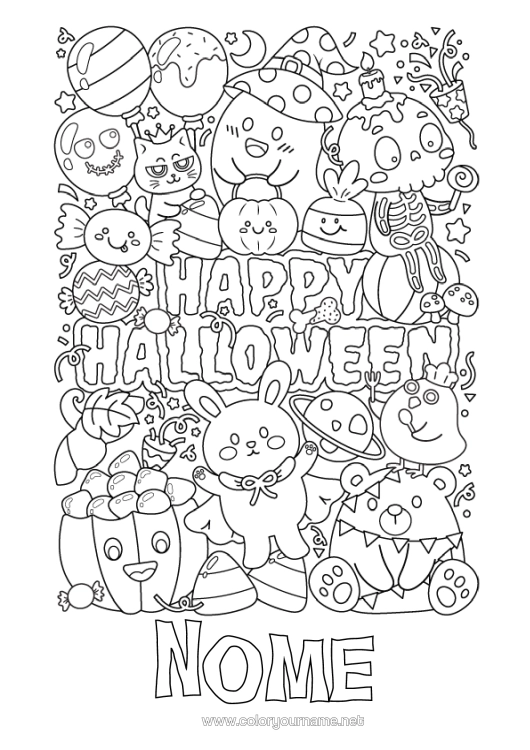 Pagina da colorare da stampare Zucca Dolcetto O Scherzetto? Halloween Jack O'lantern Colorazioni Complesse Iscrizione "Halloween"
