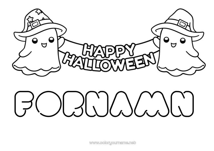 Färgläggningssida att skriva ut Spöke Halloween Söt Lätta Målarbilder Anmälan "Halloween"
