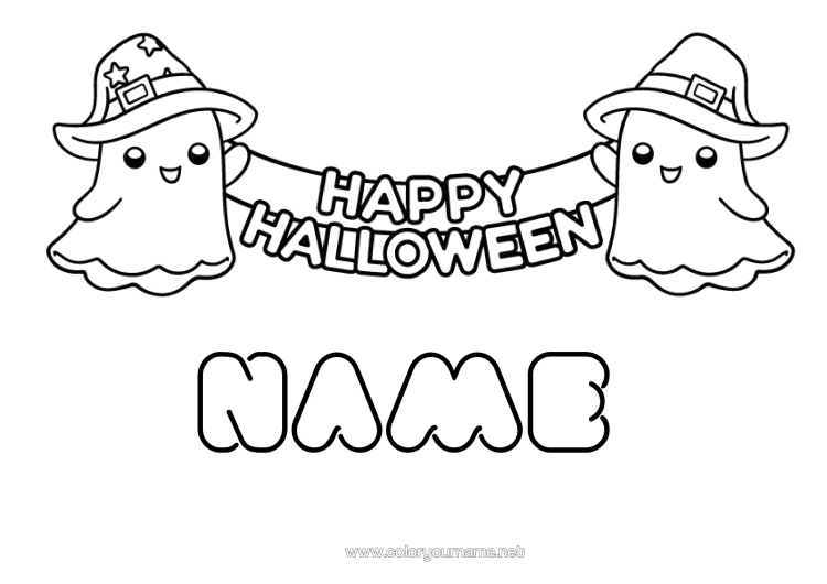 Colouring page to print Ghost Halloween Cute Easy Colouring Pages Halloween Sign-Up