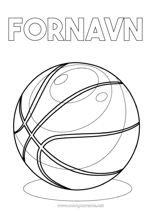 Fargeleggingssiden til utskrift Sport Ballonger Basketball Lagidrett Realistisk Basketball.