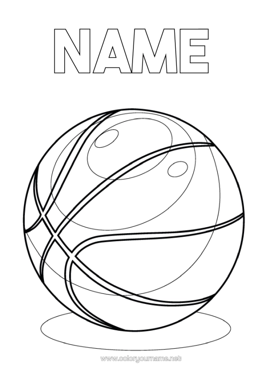 Colouring page to print Sport Balloons Basketball Team Sports Realistic Basketball