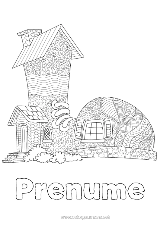 Pagină de colorat de imprimat Casă Zentangle Încălțăminte