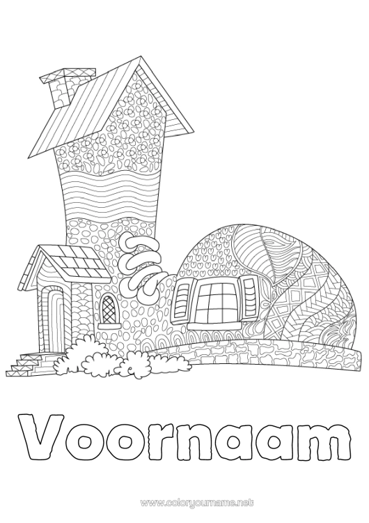 Kleurplaat om af te drukken Huis Zentangle Schoen