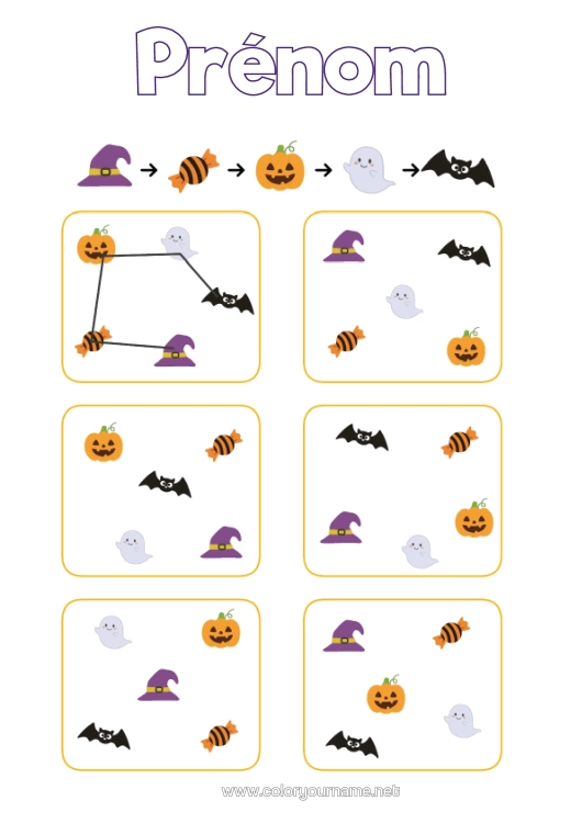 Coloriage à imprimer Halloween Activités Enfants Jeu De Logique Suite Logique