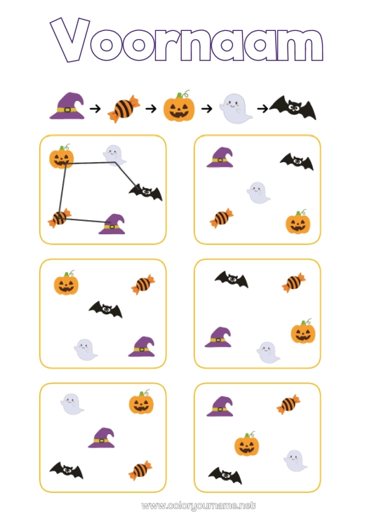 Kleurplaat om af te drukken Halloween Activiteiten Voor Kinderen Logisch Spel Logische Volgorde