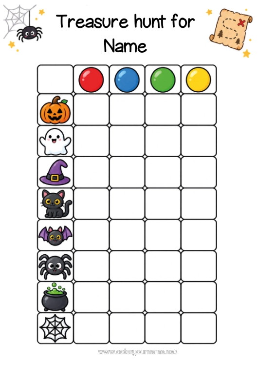 Coloring page to print Halloween Children's Activities Treasure Hunt