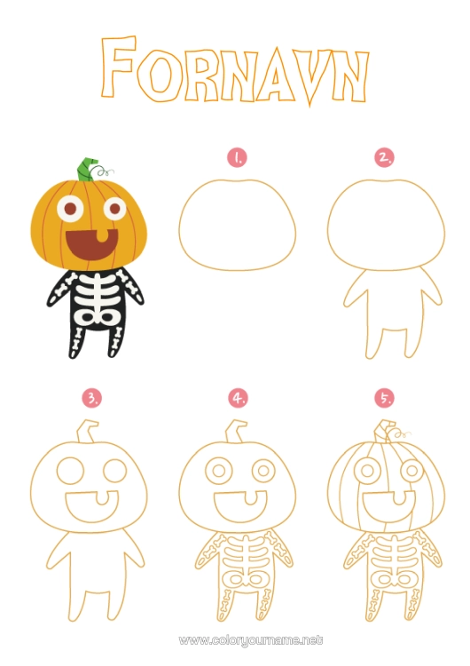 Fargeleggingssiden til utskrift Gresskar Halloween Jack O'lantern Barnaktiviteter Lære Å Tegne