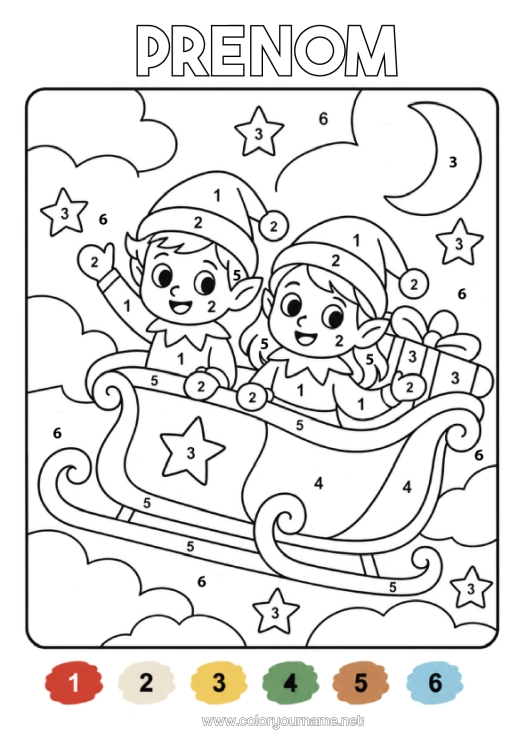 Coloriage à imprimer Traîneau Lutins De Noël Coloriages Magiques Coloriages Lutins Plusieurs Lutins Farceurs