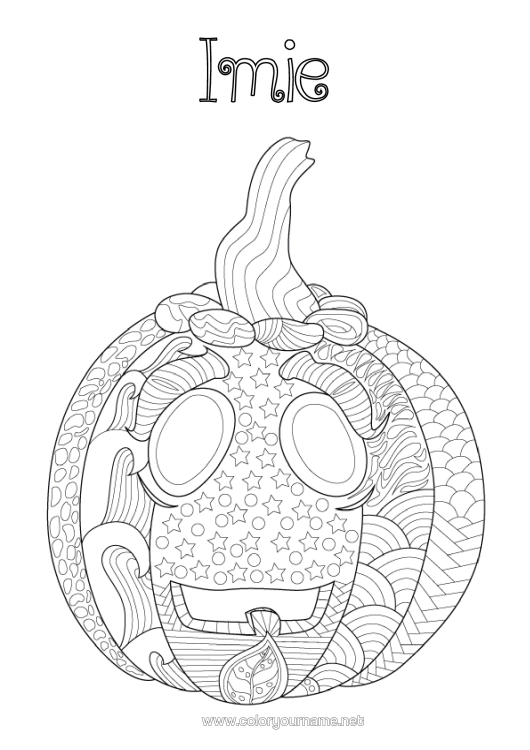 Kolorowanka do wydruku Dynia Jack O'lantern Zentangle