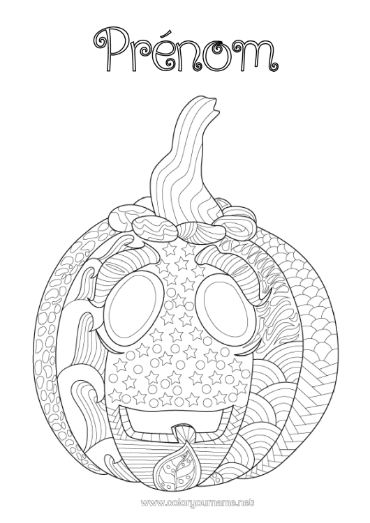 Coloriage à imprimer Citrouille Jack O'lantern Zentangle
