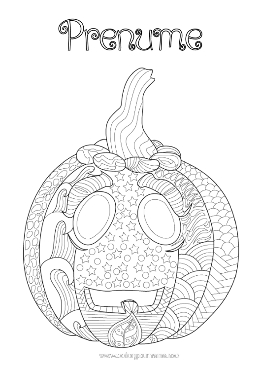 Pagină de colorat de imprimat Dovleac Jack Cu Lampa Zentangle