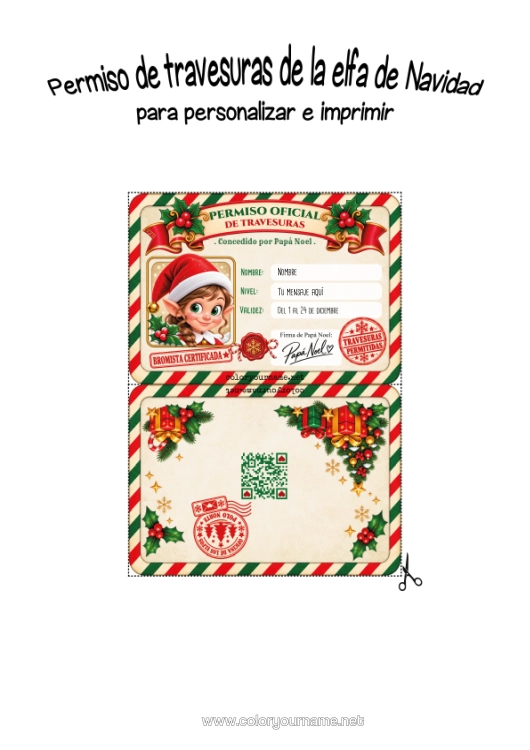 Dibujo para colorear para imprimir Elfos De Navidad Ideas Traviesas Del Duende De Navidad Documentos De Identidad Del Duende Travieso