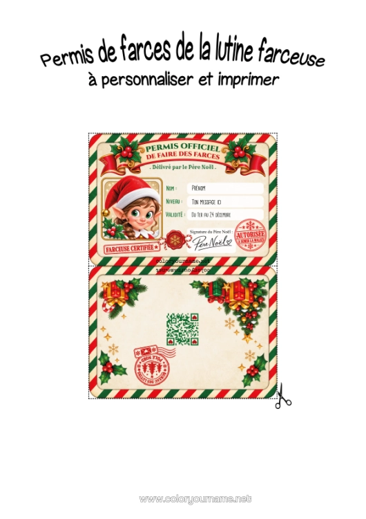 Coloriage à imprimer Lutins De Noël Bêtises Du Lutin Farceur Papiers D’identité De Lutin Farceur