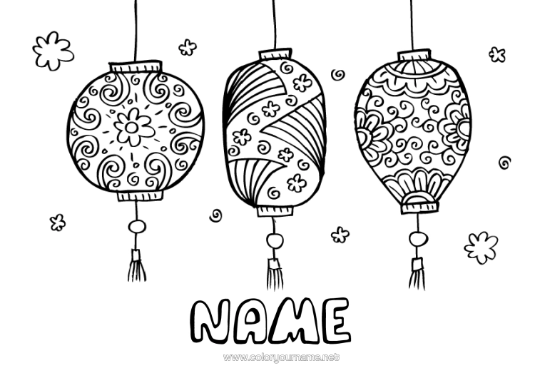 Colouring page to print Chinese New Year Chinese Lantern