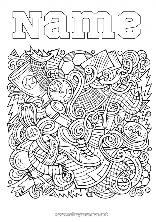 Coloring page to print Football Soccer ball Sport Team sports