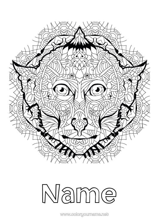 Colouring page to print Mandala Animal Chinese New Year Monkey Wild Animals Of Africa
