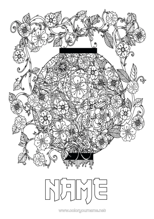 Colouring page to print Chinese New Year Chinese Lantern