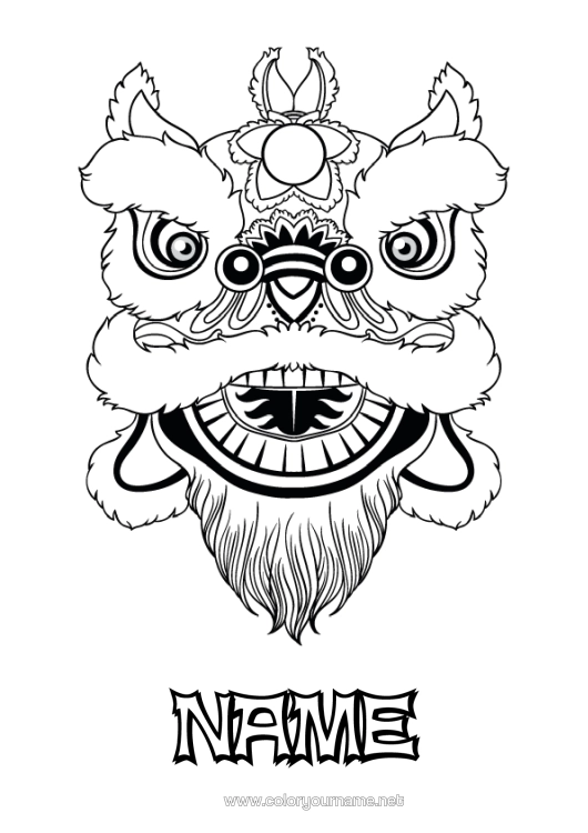 Colouring page to print Lion Chinese New Year Wild Animals Of Africa