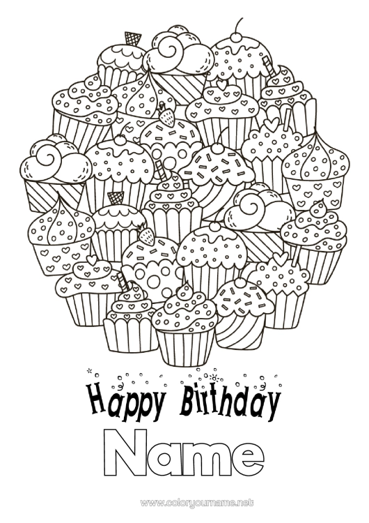 Colouring page to print Cake Birthday Fairy Cake Complex Colouring Pages Happy Birthday Message
