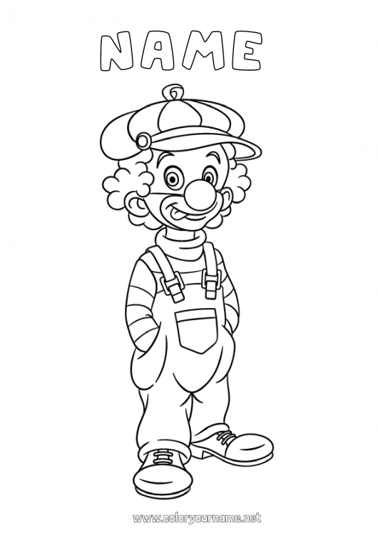 Coloring page to print Fancy dress Clown Carnival Shrove Tuesday Circus