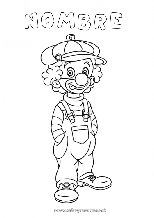 Dibujo para colorear para imprimir Disfraz Clown Carnaval Martes de Carnaval Circo