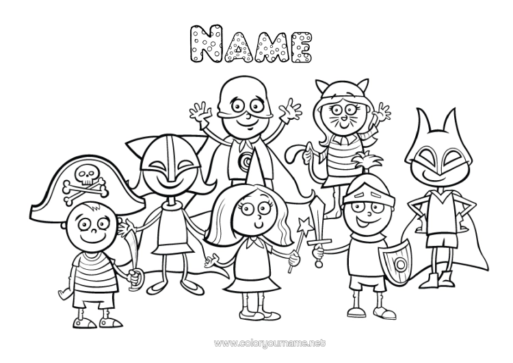 Colouring page to print Disguise Pirate Carnival Mardi Gras