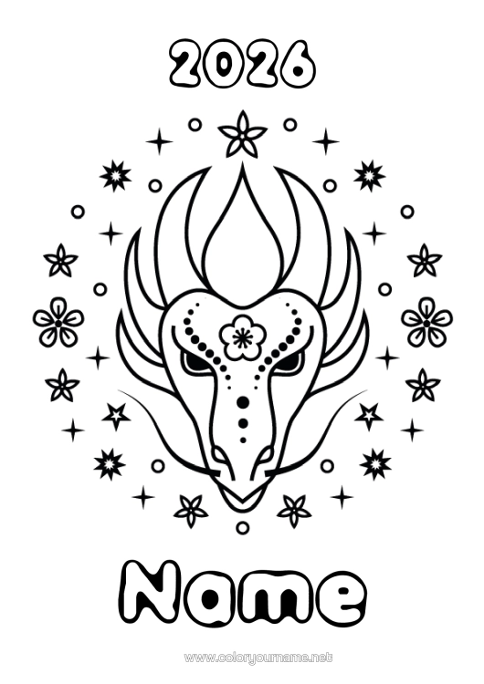 Colouring page to print Dragon Animal Chinese New Year Dragons, Unicorns, And Fantastical Creatures