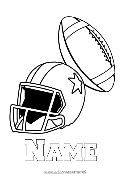 Coloring page to print Sport Super Bowl Rugby American football ball Team sports